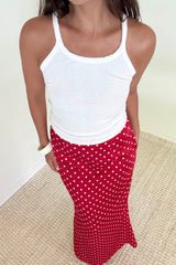 FALDA SATIN POLKA ROJA