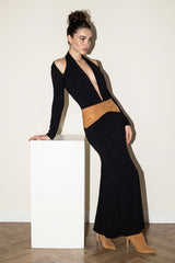 VESTIDO CON DETALLE DE GAMUZA