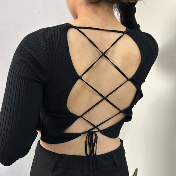BLUSA NEGRA ESPALDA DESCUBIERTA