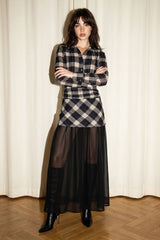 VESTIDO DE CUADROS CON FALDA MESH