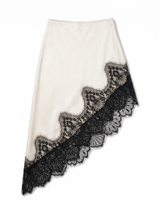 FALDA ASIMÉTRICA SATIN Y ENCAJE