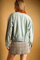 JACKET DENIM CON CUELLO DE PANA