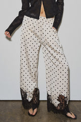PANTALON SATIN POLKA CON ENCAJE