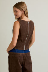 CHALECO VAQUERO CAFÉ