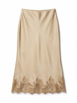 FALDA CHAMPAGNE SATIN Y ENCAJE