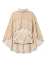 BLUSA STRAPLESS CON CAPA CHAMPAGNE ROSE