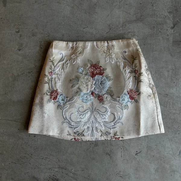 FALDA BEIGE CON FLORES