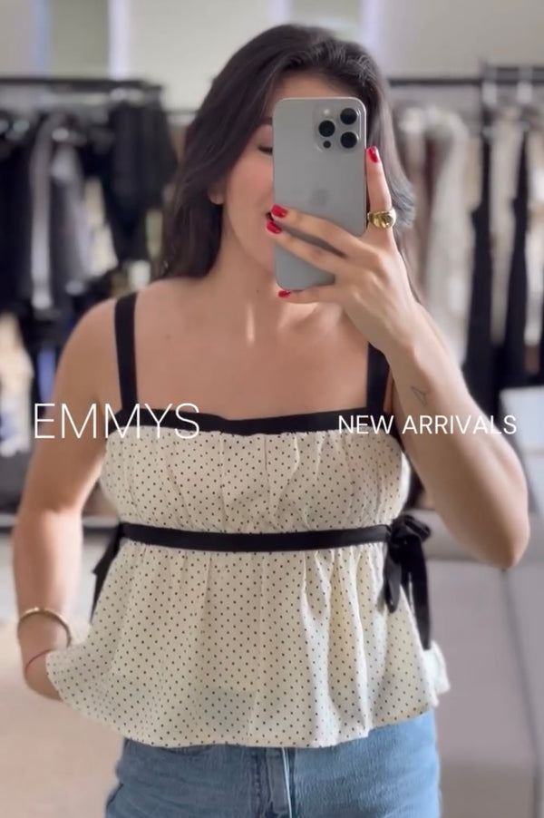 BLUSA  POLKA CON LUNARES PEQUEÑOS