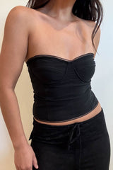 TOP STRAPLESS NEGRO