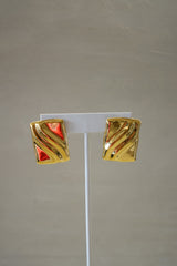 ARETES CHUNKY DORADOS RELIEVE ONDULADO