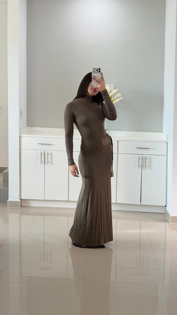 VESTIDO OLIVO MANGA LARGA