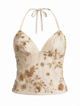 TOP LENTEJUELAS CON BORDADO FLORAL