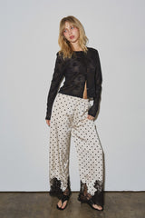 PANTALON SATIN POLKA CON ENCAJE