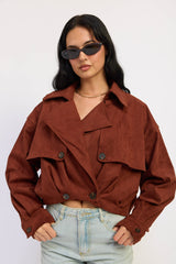 JACKET CORTA GAMUZA CON BOTONES