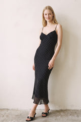 VESTIDO LARGO MESH POLKA