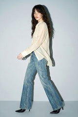 CAMISA TRANSPARENTE CREMA