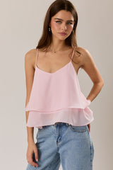 BLUSA DE CHIFON AJUSTABLE ROSA