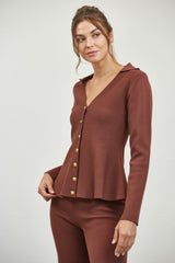 SET LADRILLO PANTALON BOTONES DORADOS