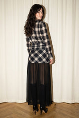 VESTIDO DE CUADROS CON FALDA MESH