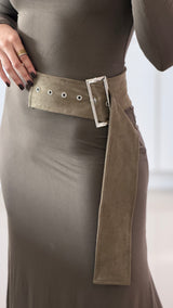 VESTIDO OLIVO MANGA LARGA