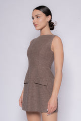 VESTIDO MINI CAFÉ TAUPE