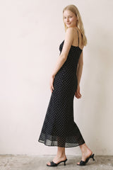 VESTIDO LARGO MESH POLKA