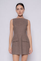 VESTIDO MINI CAFÉ TAUPE