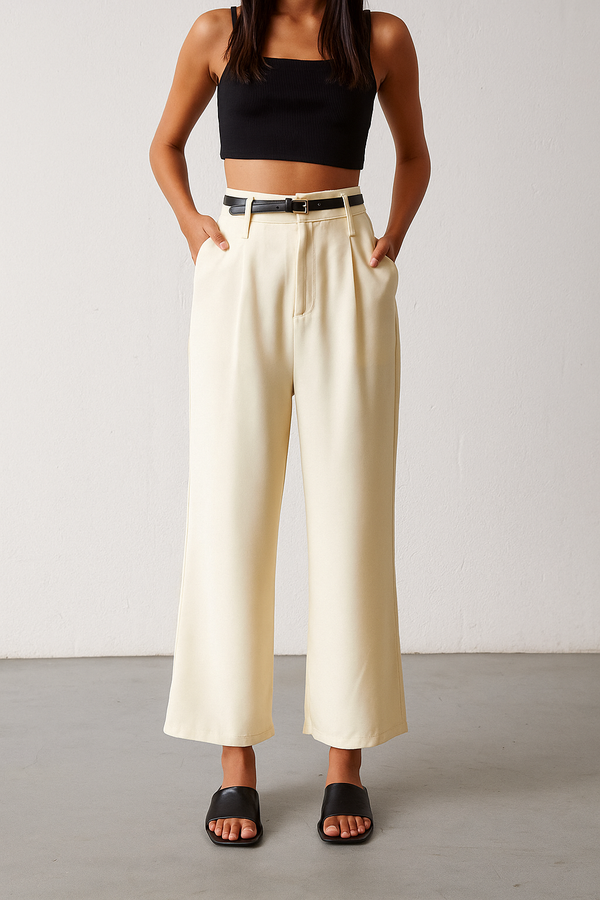 PANTALON AMARILLO CON CINTO