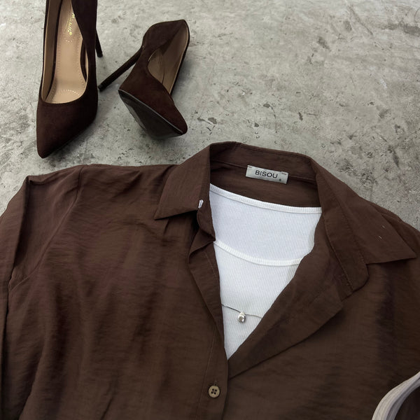 BLUSA MARRON CON COLLAR