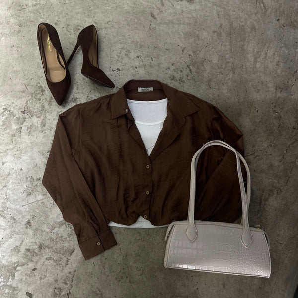 BLUSA MARRON CON COLLAR