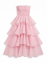 VESTIDO STRAPLESS ROSA BRILLANTE