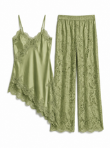SET PANTALON/BLUSA ASIMÉTRICA SATIN Y ENCAJE