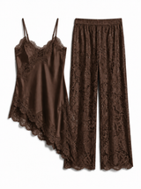 SET PANTALON/BLUSA ASIMÉTRICA SATIN Y ENCAJE