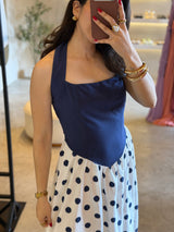 VESTIDO HALTER POLKA AZUL