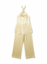 SET SATIN HALTER AMARILLO CLARO