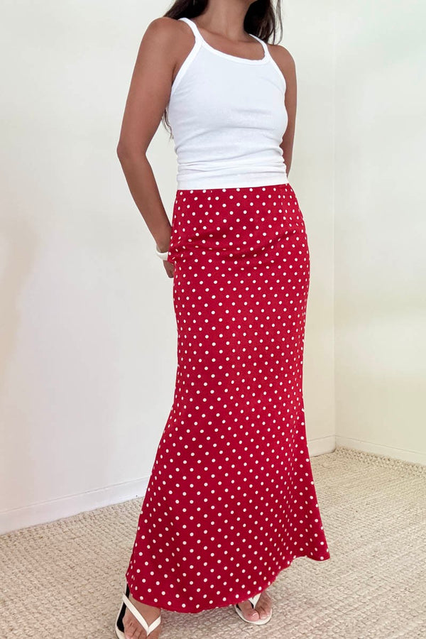 FALDA SATIN POLKA ROJA
