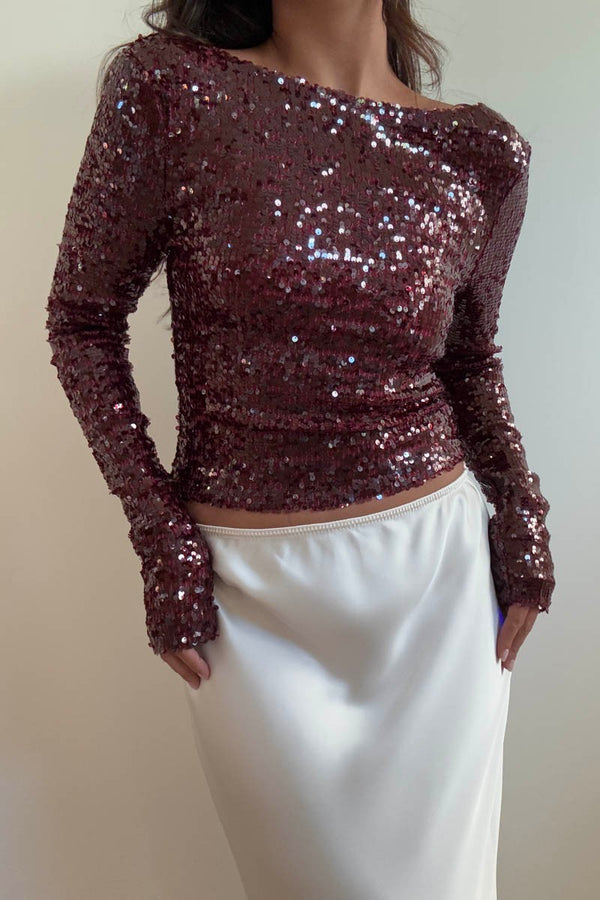 BLUSA LENTEJUELAS BURGUNDY
